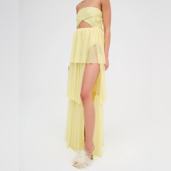 😍NWT For Love & Lemons Black Maxi ruffle strapless gown dress 😍❤️‍🔥New Years Eve - Picture 10 of 11